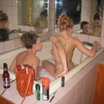 Two Girls in Bathtub licking and shaving